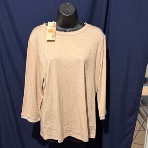 Elegant Beige Long Sleeve Women's Top